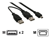 Bild von INLINE USB Mini Y Kabel 2x Stecker A an Mini B 5pol. 1m schwarz