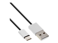 Bild von INLINE USB 2.0 Kabel Typ C Stecker an A Stecker schwarz, Alu flexibel 3m