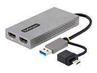 Bild von STARTECH.COM USB HDMI Dual Monitor Adapter USB A/C auf 2x HDMI 1x 4K 30Hz 1x 1080p externe grafikkarte USB 3.0 zu HDMI Display Adap