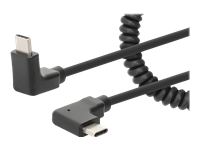 Bild von MANHATTAN Spiralkabel USB-C auf USB-C Ladekabel Stecker/Stecker 1m verknotungsfrei Winkelstecker keine Datenübertragung schwarz