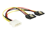 Bild von DELOCK Kabel Power Molex 4 Pin Stecker > 2 x SATA 15 Pin Buchse Metall 20 cm