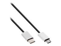 Bild von INLINE USB 2.0 Kabel Typ C Stecker an Micro-B Stecker schwarz, Alu flexibel 0,5m