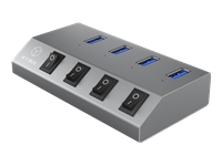 Bild von ICY BOX IB-Hub1405 4Port USB 3.0 Hub + Ladestation BC 1.2 Datenuebertragung bis zu 5 Gbit/s und Plug and Play mit Netzteil Aluminium