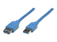 Bild von MANHATTAN USB 3.0 Verlaengerungskabel 2m blau USB 3.0 A-Buchse auf USB 3.0 A-Stecker