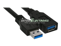 Bild von INLINE USB 3.0 Verlaengerung A Stecker an A Buchse schwarz 3m