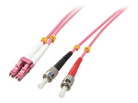 LINDY Fiber Optic Cable, OM4, LC-ST, 1m, pink , 50/125, Duplex, Multimode, LWL