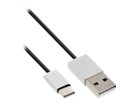 Bild von INLINE USB 2.0 Kabel Typ C Stecker an A Stecker schwarz, Alu flexibel 2m