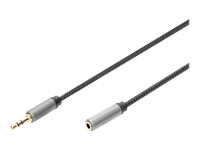 Bild von DIGITUS AUX Audio Cable Stereo 3,5mm Male to Female Aluminum Housing Gold plated NYLON Jacket 1m