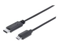 Bild von MANHATTAN USB 2.0 Typ C auf Micro USB  Kabel 1m Typ C-Stecker / Micro B-Stecker schwarz