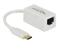 Bild von DELOCK Adapter SuperSpeed USB USB 3.1 Gen 1 mit USB Type-C Stecker > Gigabit LAN 10/100/1000 Mbps kompakt weiss