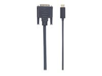 Bild von MANHATTAN USB Typ C auf DVI-Adapterkabel 2m Konvertiert das Alternate-Mode-Signal in ein DisplayPort 4K-Ausgangssignal schwarz