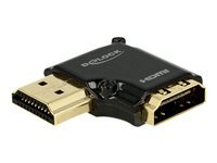 Bild von DELOCK Adapter High Speed HDMI mit Ethernet – HDMI-A Buchse > HDMI-A Stecker 4K 90 Grad gewinkelt links schwarz