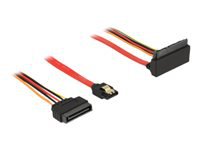 Bild von DELOCK Kabel SATA 6 Gb/s 7 Pin Buchse + SATA 15 Pin Strom Stecker > SATA 22 Pin Buchse oben gewinkelt Metall 30 cm