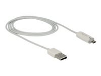 Bild von DELOCK Kabel USB 2.0 A Stecker > USB 2.0 Micro B Stecker mit LED Anzeige für Ladestatus weiß 1,0 m