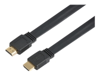 Bild von TECHLY High Speed HDMI mit Ethernet Flachkabel 4K 60Hz 2m schwarz HDMI Stecker mit Goldbeschichtung AWG30 Kabel doppelte Abschirmung