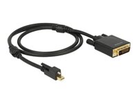 Bild von DELOCK Kabel mini Displayport 1.2 Stecker mit Schraube > DVI 24+1 Stecker 1m schwarz aktiv