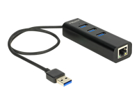 Bild von DELOCK HUB USB 3.0 3 Port extern + 1 x Gigabit LAN Port schwarz