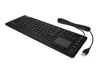 Bild von KEYSONIC KSK-6231 Tastatur INEL Silikon-Tastatur universell staub und wasserdicht Full-Size Touchpad mit Beleuchtung schwarz (UK)