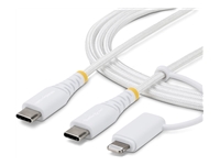 Bild von STARTECH.COM 1m 3ft 2-in-1 Rugged USB-C Charging Cable with Lightning Adapter 30W/60W 3A Apple MFi Certified Braided USB C