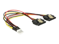 Bild von DELOCK Kabel Power Floppy 4 Pin Stecker > 2 x SATA 15 Pin Buchse Metall 20 cm