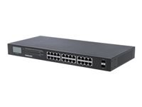 Bild von INTELLINET 24-Port Gigabit Ethernet PoE+ Switch mit 2 SFP-Ports und LCD-Anzeige (PoE+/PoE)-konform 370 W Endspan 19 Zoll Rackmount
