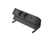 FELLOWES PRISE POUR BUREAU ÉLECTRIQUE TYPE E - NOIR Équipé de 2 x prise de courant 230v 1 x port USB-A 18w max et 1 x port USB-C