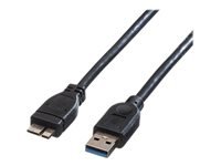 Bild von ROLINE USB 3.2 Gen 1 Kabel A ST - Micro B ST schwarz 0,15m
