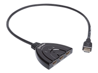 Bild von MANHATTAN 1080p 3-Port HDMI-Switch mit integriertem Kabel zum Anschluss von bis zu 3 HD-Videoquellen an ein HDMI-Port schwarz