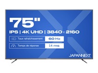 JAPANNEXT JN-IPS750UHD60F - Ecran 75p 3840x2160 4K UHD 60Hz - IPS - 450 cd/m2 - 1400:1 - HDR - HDMI x3 - télécommande - pieds