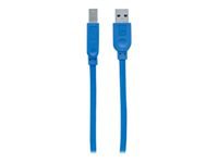 Bild von MANHATTAN USB-B Anschlusskabel USB 3.0 SuperSpeed Typ A Stecker - Typ B SuperSpeed Stecker 5 Gbps 0,5 m blau