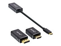 Bild von INLINE USB Display Konverter Set 6-in-1 USB Typ-C zu DisplayPort Buchse HDMI VGA DP Alt Mode 4K2K schwarz 0,2m