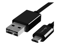 Bild von TECHLY USB2.0 Anschlusskabel schwarz 1m Stecker Typ A auf Stecker Typ Micro B verdrehsicherer Stecker