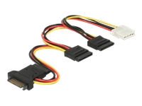 Bild von DELOCK Stromkabel SATA 15 Pin Stecker > 3 x SATA Buchse + 1 x Molex 4 Pin Buchse 20 cm PCB