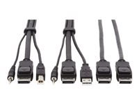 Bild von EATON TRIPPLITE Dual DisplayPort KVM Cable Kit - DP USB 3,5mm Audio 3xM/3xM + DP M/M 4K 4:4:4 6 ft. 1,83m Black
