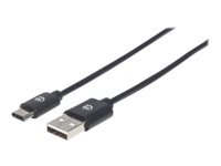 Bild von MANHATTAN USB 2.0 Typ C-Kabel 2m schwarz Typ C-Stecker auf Typ A-Stecker 480 Mbit/s