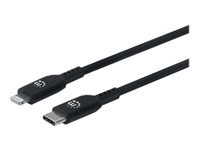 Bild von MANHATTAN Lightning Sync-/Ladekabel USB-C-Stecker auf MFi-zertifizierten 8-pol. Lightning-Stecker 0,5m schwarz