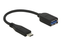 Bild von DELOCK Adapterkabel USB 3.1 Gen 2 USB Type-C Stecker > USB Typ-A Buchse 10cm koaxial schwarz Premium