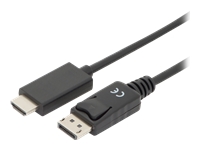 Bild von ASSMANN DisplayPort Adapterkabel DP - HDMI Typ A St/St 3.0m m/Verrieg. DP 1.2 HDMI 2.0 4K/60Hz CE sw