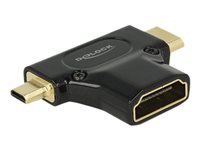 Bild von DELOCK Adapter High Speed HDMI mit Ethernet - HDMI-A Buchse > Mini-C Stecker + Micro-D Stecker schwarz