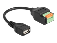 Bild von DELOCK USB 2.0 Kabel Typ-A Buchse zu Terminalblock Adapter mit Drucktaster 15 cm