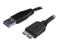 Bild von STARTECH.COM 3m schlankes SuperSpeed USB 3.0 A auf Micro B Kabel - St/St - USB 3.0 Anschlusskabel - Schwarz