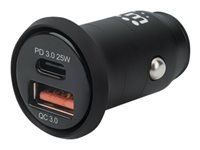 Bild von MANHATTAN 2-Port PD Kfz-Mini-Ladegeraet USB-C Power Delivery-Port PD 3.0 mit bis zu 25W USB-A QC 3.0-Ladeport mit bis zu 18W schwarz