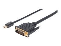 Bild von MANHATTAN DisplayPort/DVI Kabel 1,8m Mini-DisplayPort 1.2a-Stecker auf DVI-D 24+1-Stecker 1,8m schwarz