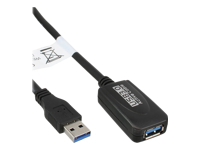 Bild von INLINE USB 3.0 Aktiv-Verlaengerung Stecker A an Buchse A schwarz 5m