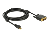 Bild von DELOCK Kabel mini Displayport 1.2 Stecker mit Schraube > DVI Stecker 4K Aktiv schwarz 3 m