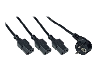 Bild von INLINE Netz-Y-Kabel 1x Schukostecker auf 3x Kaltgeraetestecker 2m auf 1m 2m und 3m schwarz