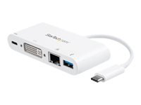 Bild von STARTECH.COM USB-C Multiport Adapter für Laptops - mit USB PD - USB C auf USB 3.0 / DVI / Gigabit Ethernet - USB-C Hub