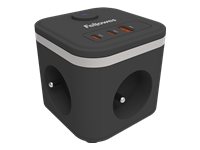 FELLOWES POWER CUBE TYPE E - NOIR MULTI PRISE Équipé de 3 x prises de courant 230v 1 x port USB-A 18W max et 2 x ports USB-C 20W max