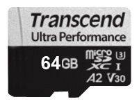 TRANSCEND 64Go microSD w/ adapter UHS-I U3 A2 DDR200
