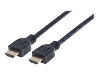 Bild von MANHATTAN High Speed HDMI-Kabel CL3 2m mit Ethernet-Kanal zur Wandinstallation HDMI-Stecker auf HDMI-Stecker geschirmt schwarz